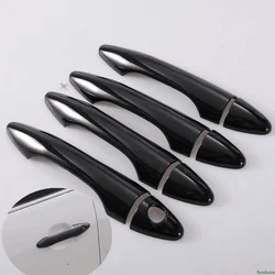 For Hyundai IX35 Tucson 2009-2014 Glossy Black Carbon Fiber Chrome Car Door Handle Cover Trim Sticker Accessories