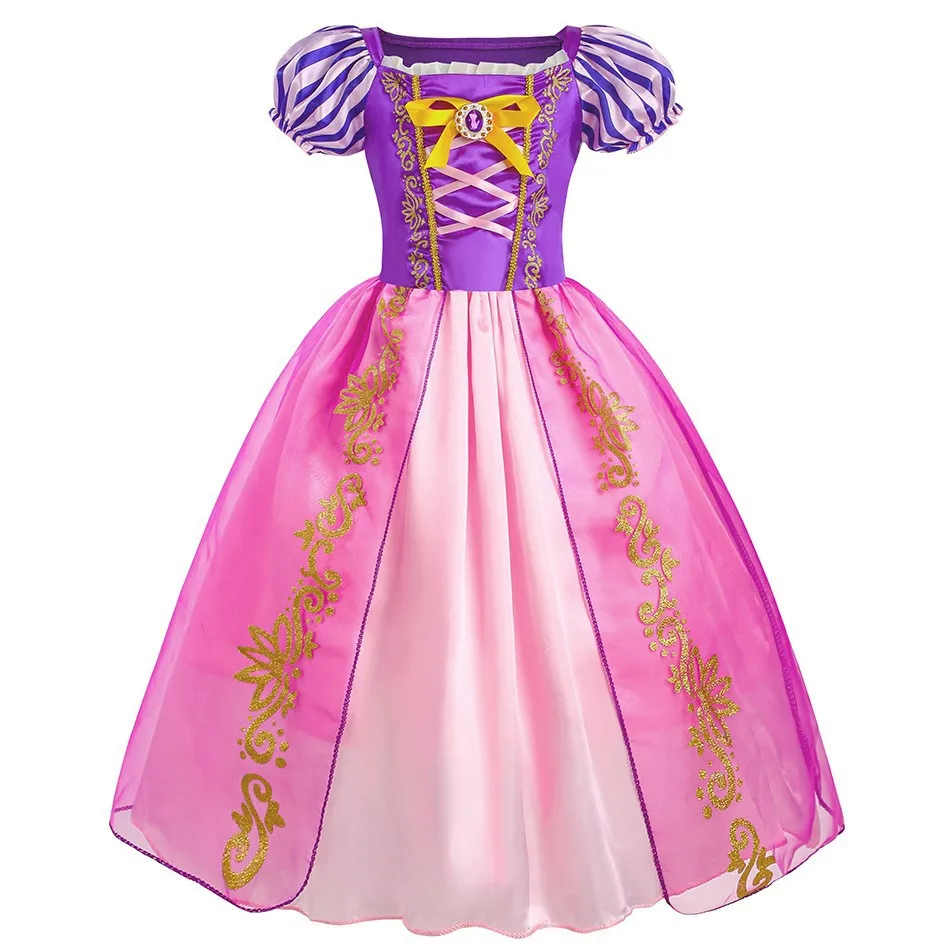 Children Long Magic Hair Fairy Tale Fancy Dress Girls Carnival Rapunzel Princess Costume Kid Halloween Apparel Role Play Party