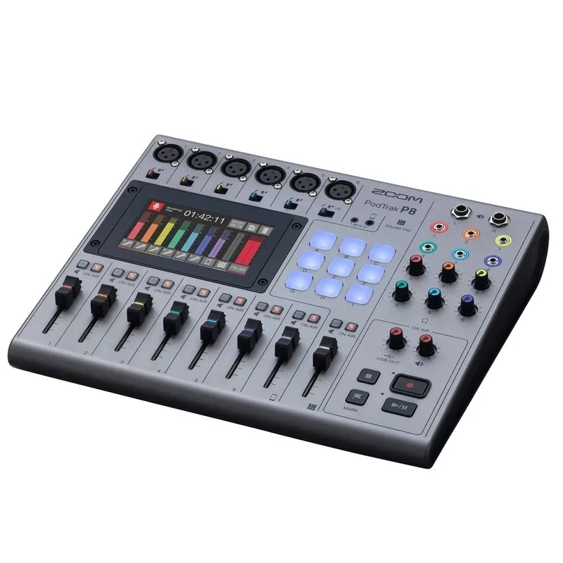 

Zoom PodTrak P8 portable 8-channel live broadcast sound card six mic inputs multitrack podcast voice recorder for record edit