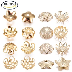 10-50PCS 304 Stainless Steel Bead Caps Multi-Petal Flower Golden 6x1.5mm Hole: 0.8mm For Jewelry Beads Making