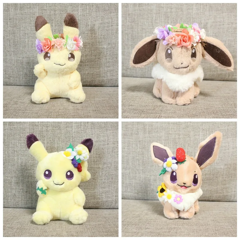 Anime Pokemon Easter Flower Wreath Eevee Cartoon Decor Kawaii Action Figure Doll Children Birthday Christmas Gifts Ornament Toys