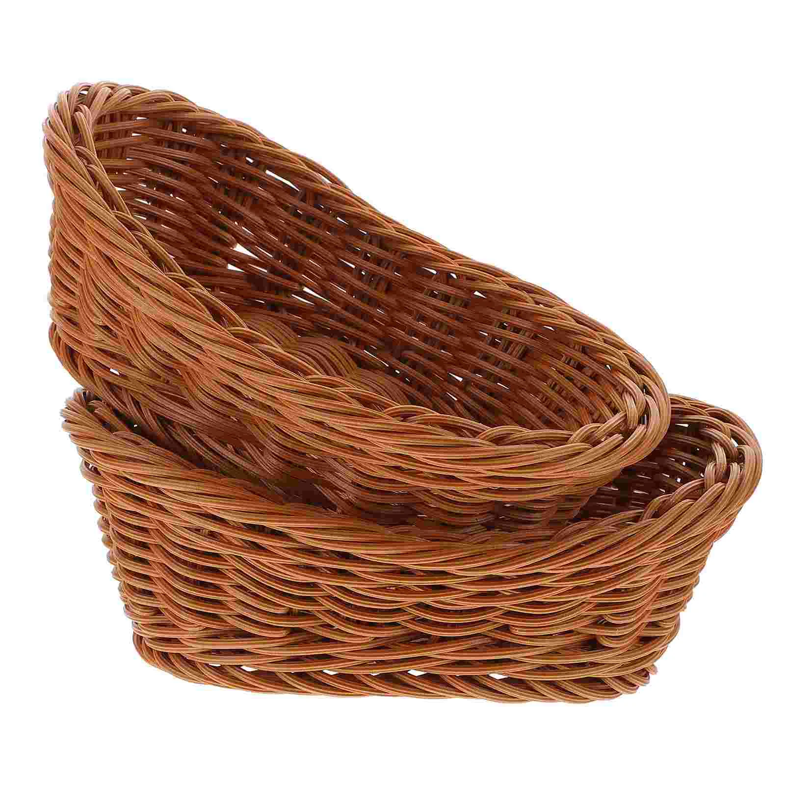 Imitation Rattan Basket Bathroom Storage Bread Holder Tray Serving Decorative Display Baskets for Vendor Events