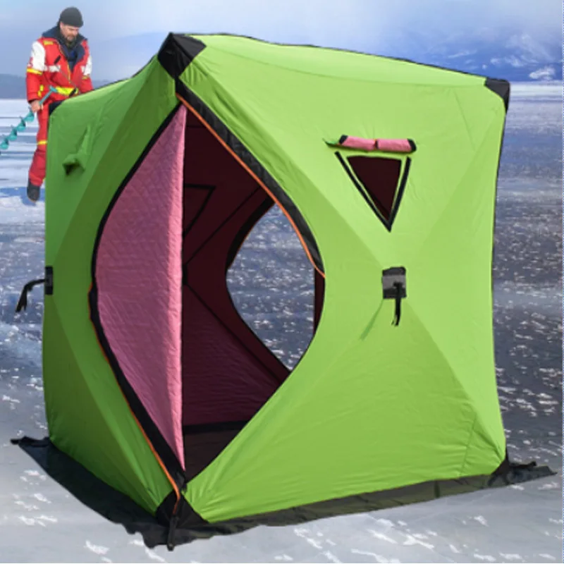 Amazon High Quality 3-4 Persons Cube Keep Warm Ice Fishing Tent