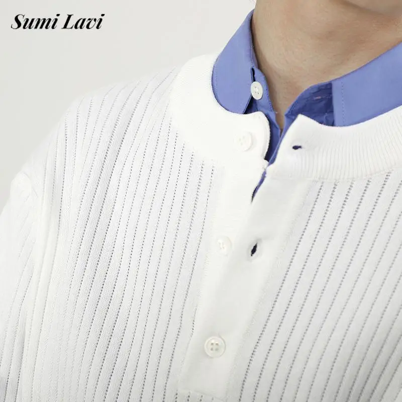 

Stylish Men's Knitting Pullover Tops Autumn Daily Casual Long Sleeve O Neck Button Sweaters For Men Fashion Solid Color Sweater