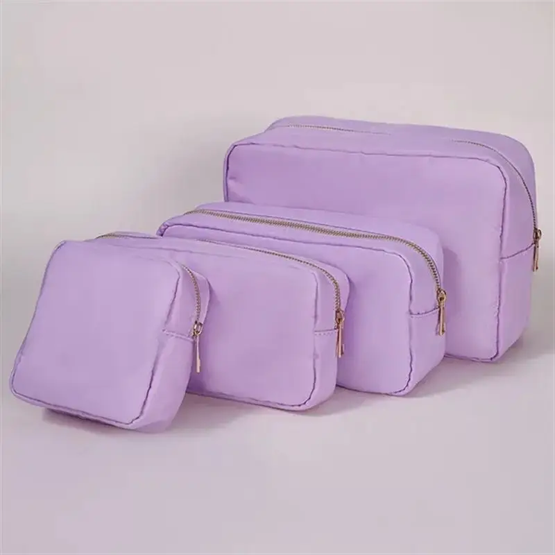 กระเป๋าเครื่องสำอางผ้ากำมะหยี่ปะ17สีกันน้ำกระเป๋าเข้าห้องน้ำเดินทาง tas kosmetik Pink ความจุมากกระเป๋าไนล่อน