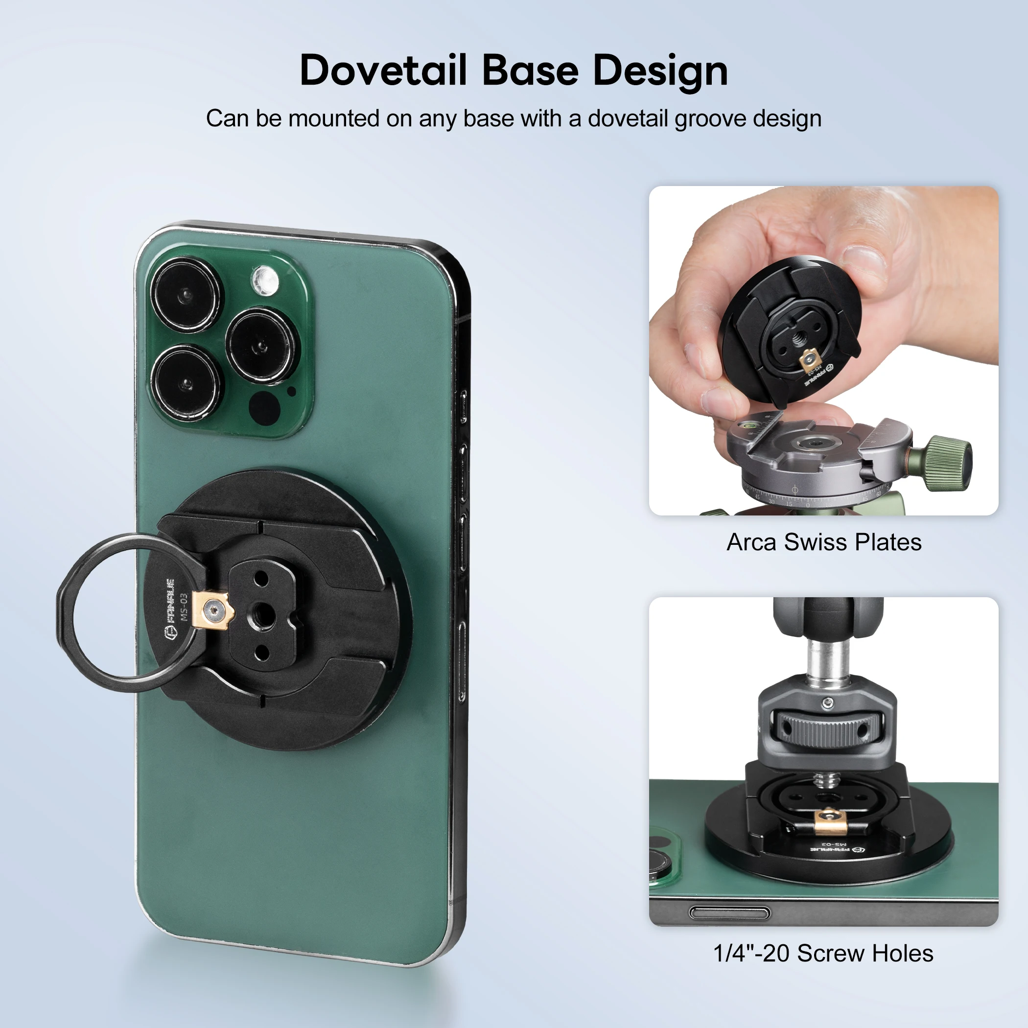 

FANAUE Magnetic Phone Ring Holder Tripod Mount Adapter with Arri Hole 1/4 Inch Screw Hole for Ball Head Magic Arm Cold Shoe Port
