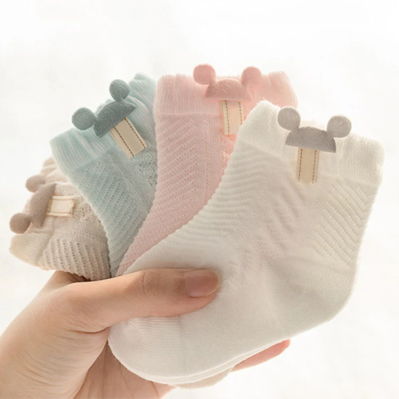 

Cartoon Baby Summer Mesh Socks Breathable Cotton Toddler Mid Tube Sock Boy Girl Kids Solid Color Stockings Thin Newborn Footwear