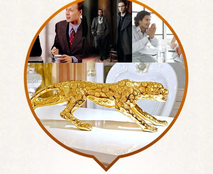 53cm Large Home store Company TOP COOL business decorative art  GOOD LUCK Cheetah leopard golden Sculpture Statue