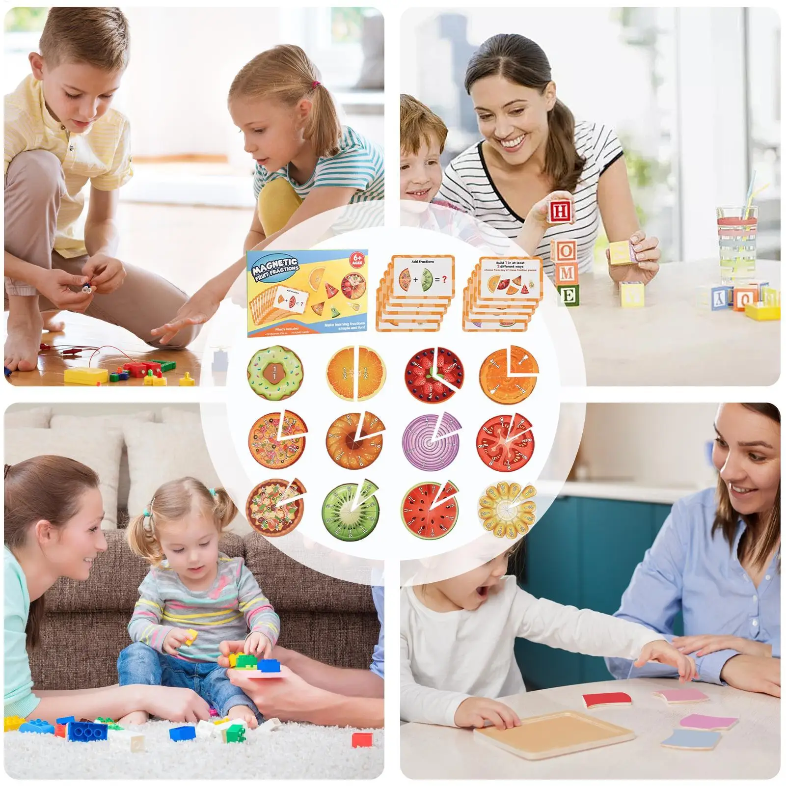 Children Magnetic Fraction Learning Math Toys Wooden Fraction Book Set Parish Teaching Aids Arithmetic Learning Educational Toys