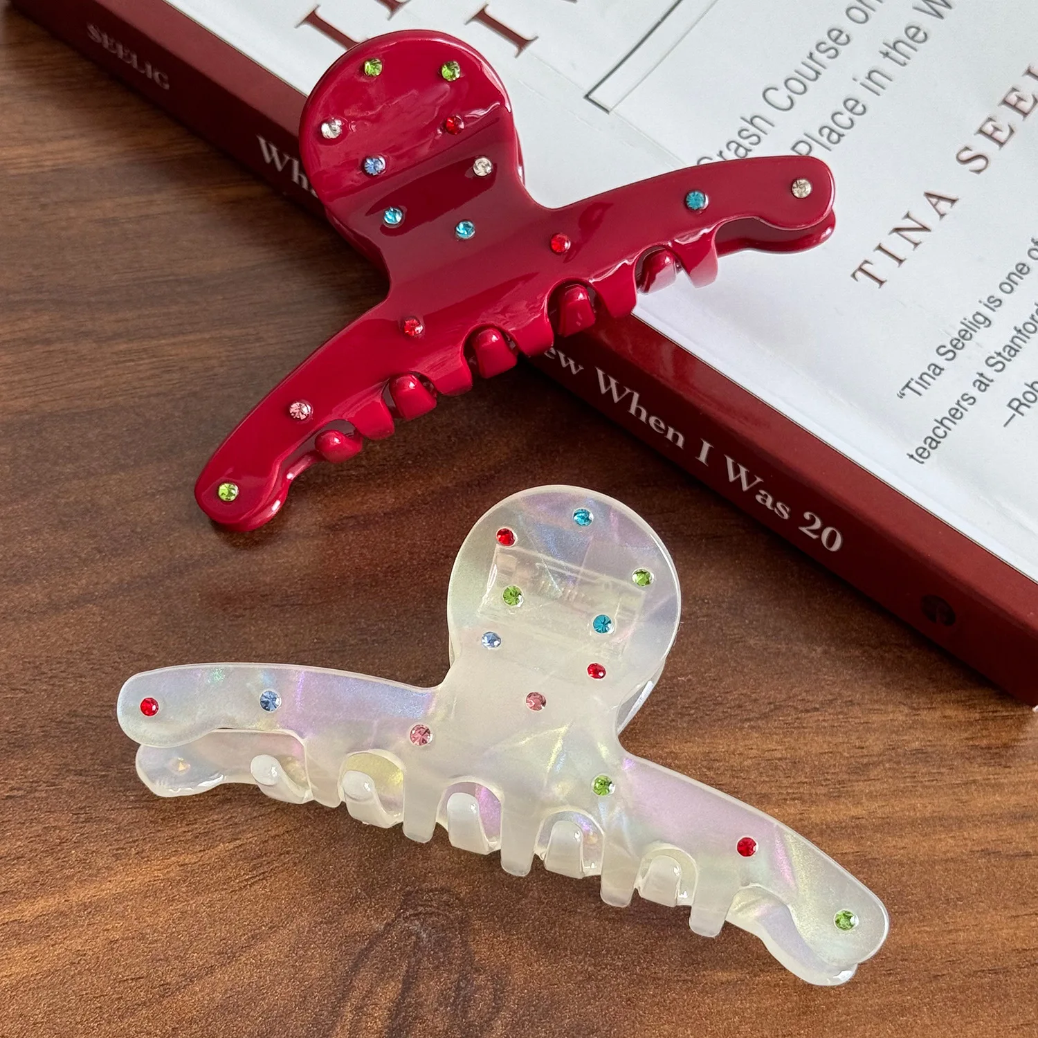 

Elegant Hair Claw Medium Korean Acetate Clip with Rhinestones Non Slip Grip Updo Holder Women's Fashion Hair Accessories