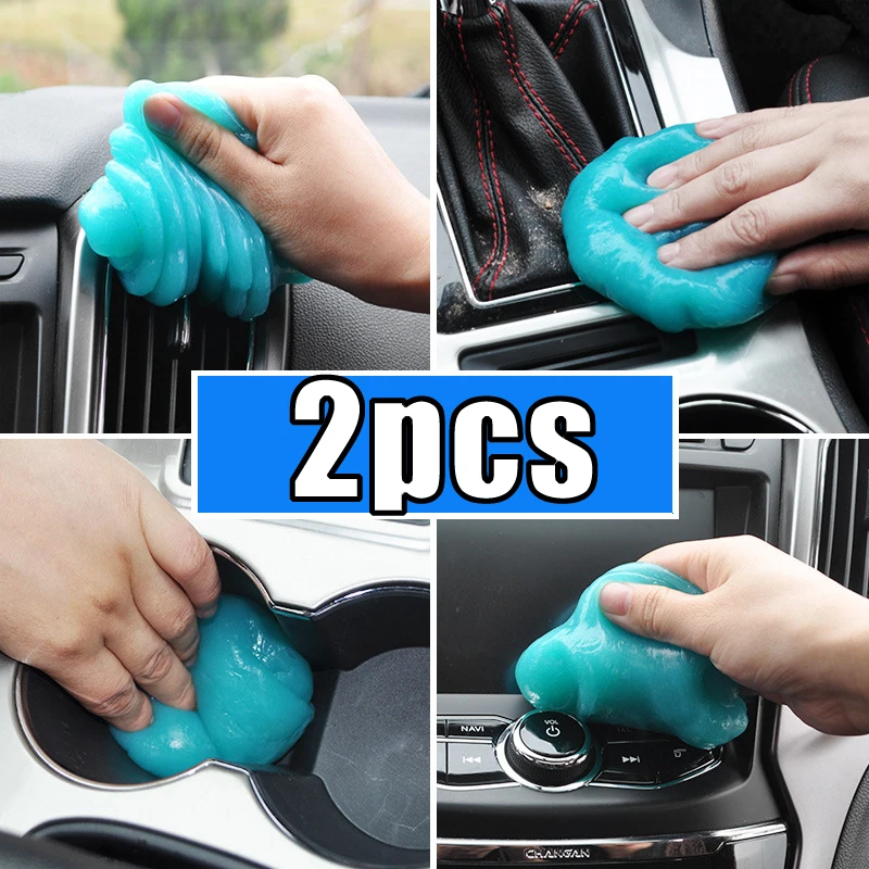 2pcs Car Dust Dirt Gel Cleaning Magic Dust Remover Glue Car Air Vent Computer Keyboard Dirt Cleaner Auto Cleaning Accessories