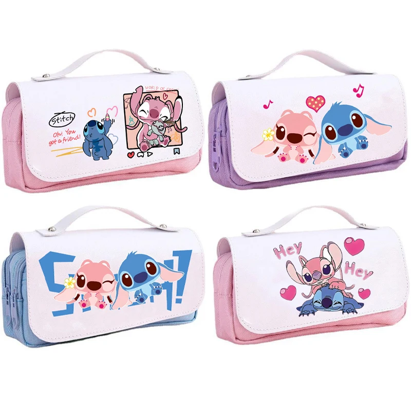 

Cartoon Stitch Pencil Bags Cute Animation Peripherals Large Capacity Children Pencil Cases Printed Girly Pencil Case