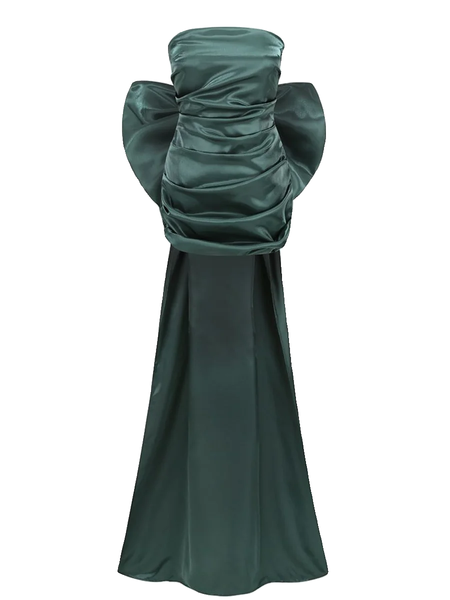 Ele Dames Strapl Wrap Dr Afneembare Grote Strik Decoratie Avond Dr Mid Taille Lange Rok Polyester Materiaal