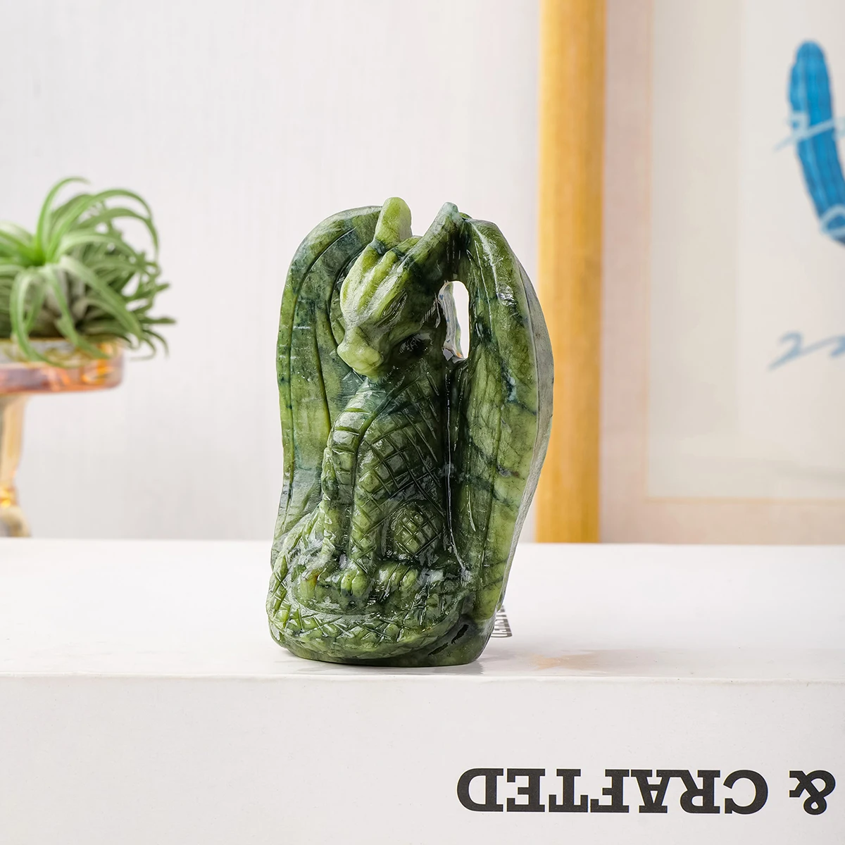 

1 шт., натуральный зеленый нефрит, птерозавр, резьба по дракту, скульптура ручной работы, декор в виде животного, подарок для дома и офиса, Рождество, Хэллоуин