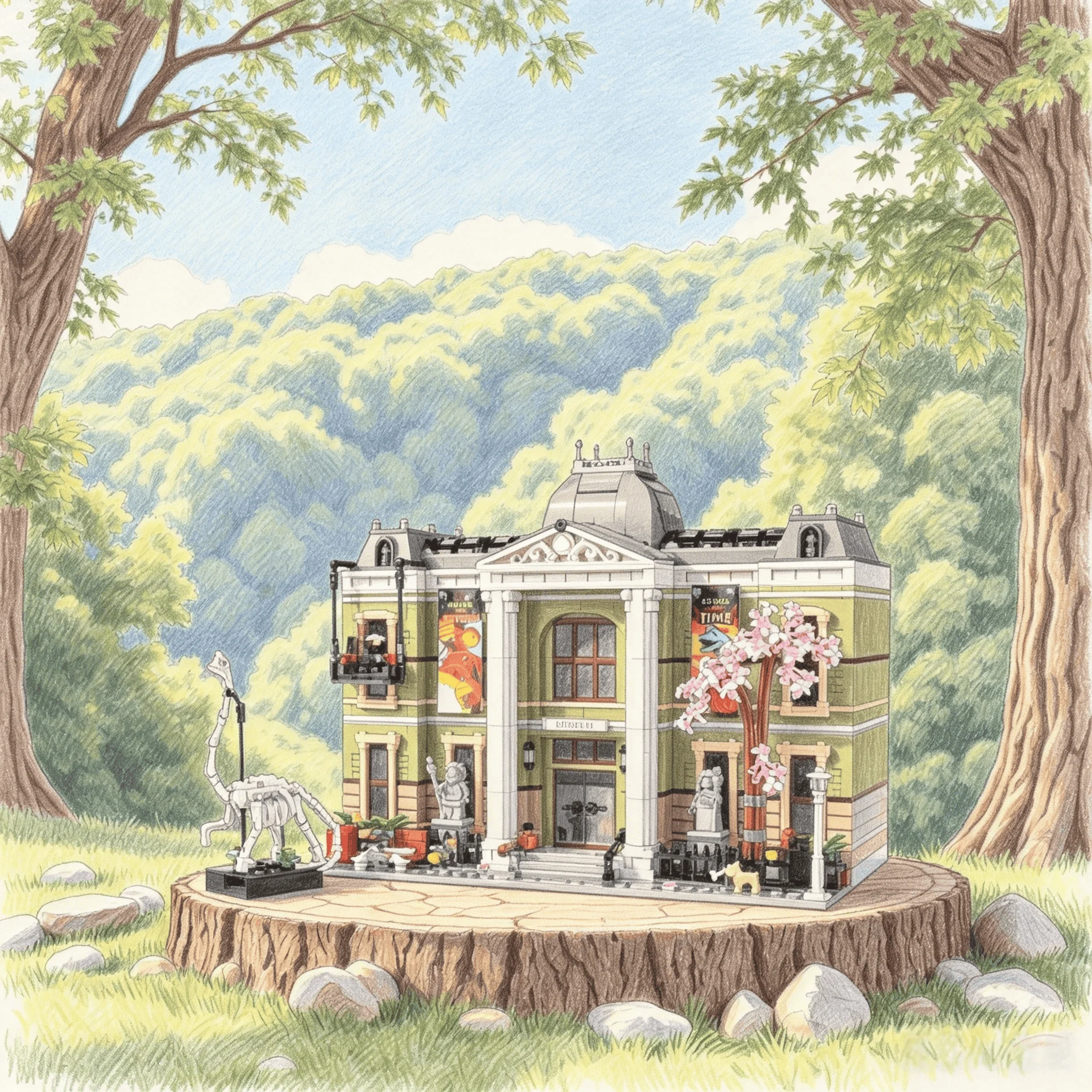 

2025 New Repot Natural History Museum Modular Building Set Architecture Street View Building Blocks Toy Gift