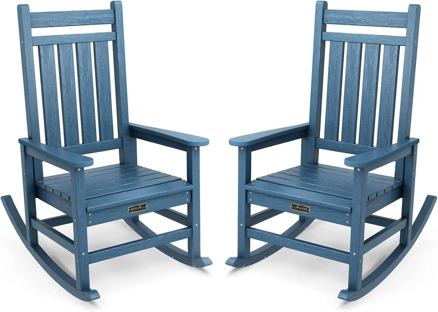 

HDPE Rocking Chair Set of 2, Outdoord Rocking Chairs for Adult, All Weather Porch Rockers for Lawn Garden, Navy