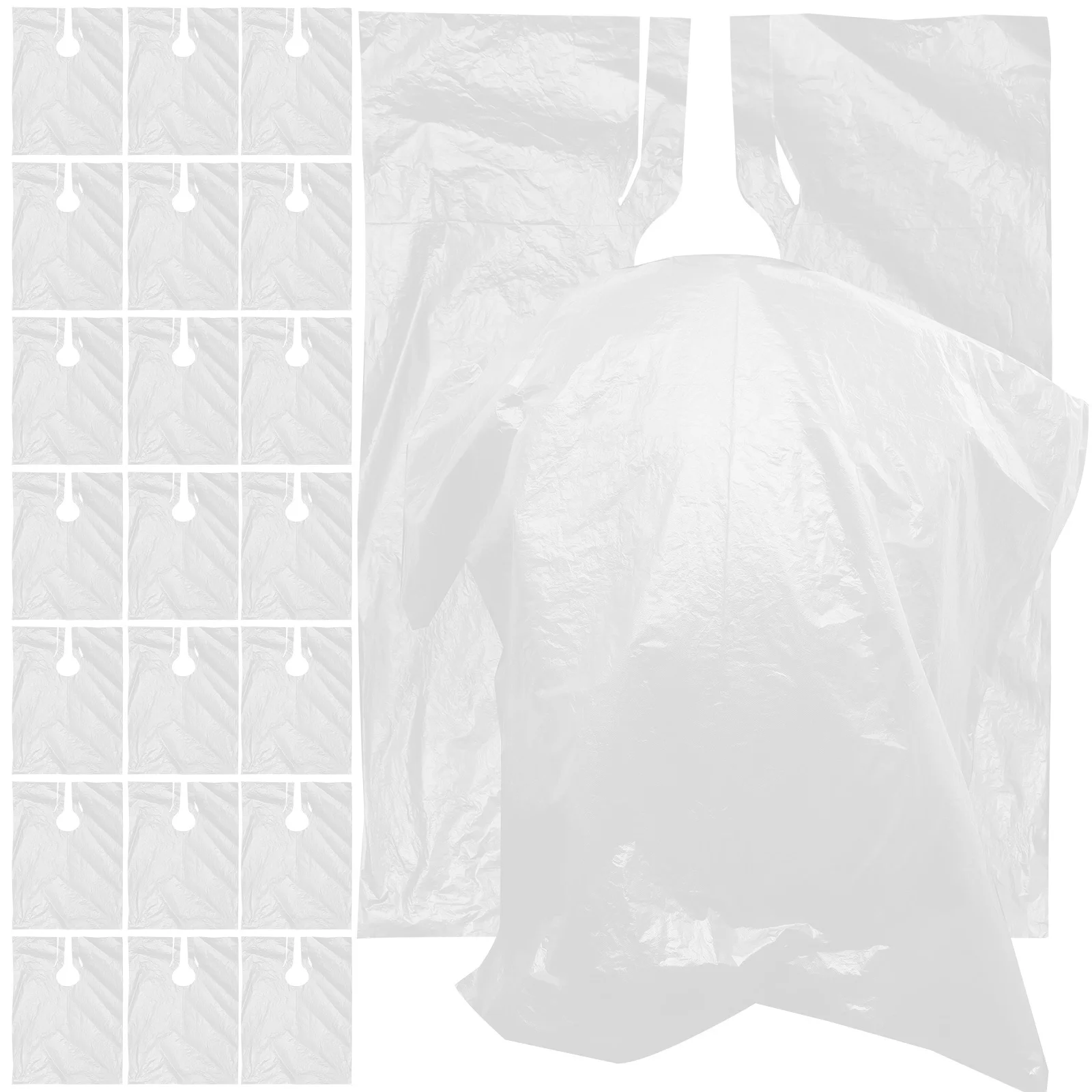 

100 шт. одноразовый фартук для стрижки волос, водостойкая шаль для краски для волос, регулируемая шея, толстый пластиковый коврик, защитная пленка, аксессуар