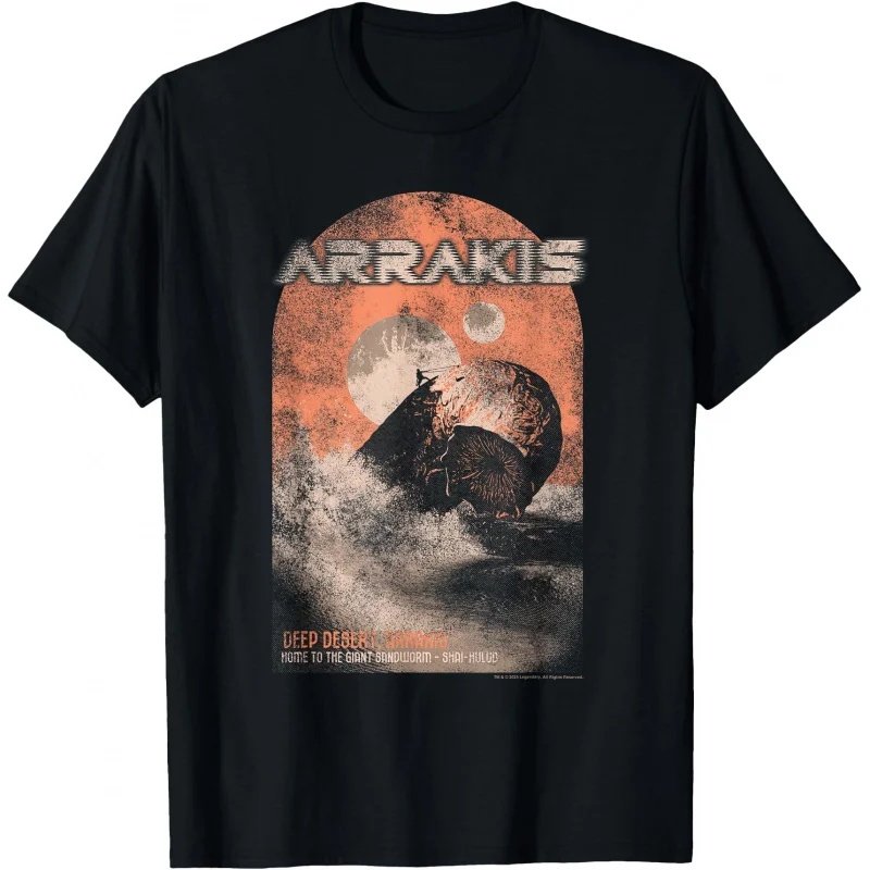 

Dune Sic Fi t shirt Visit Arrakis and See The Giant Sandworm Fantasy Movie 100% cotton Short-sleeve Graphic clothes All size Top