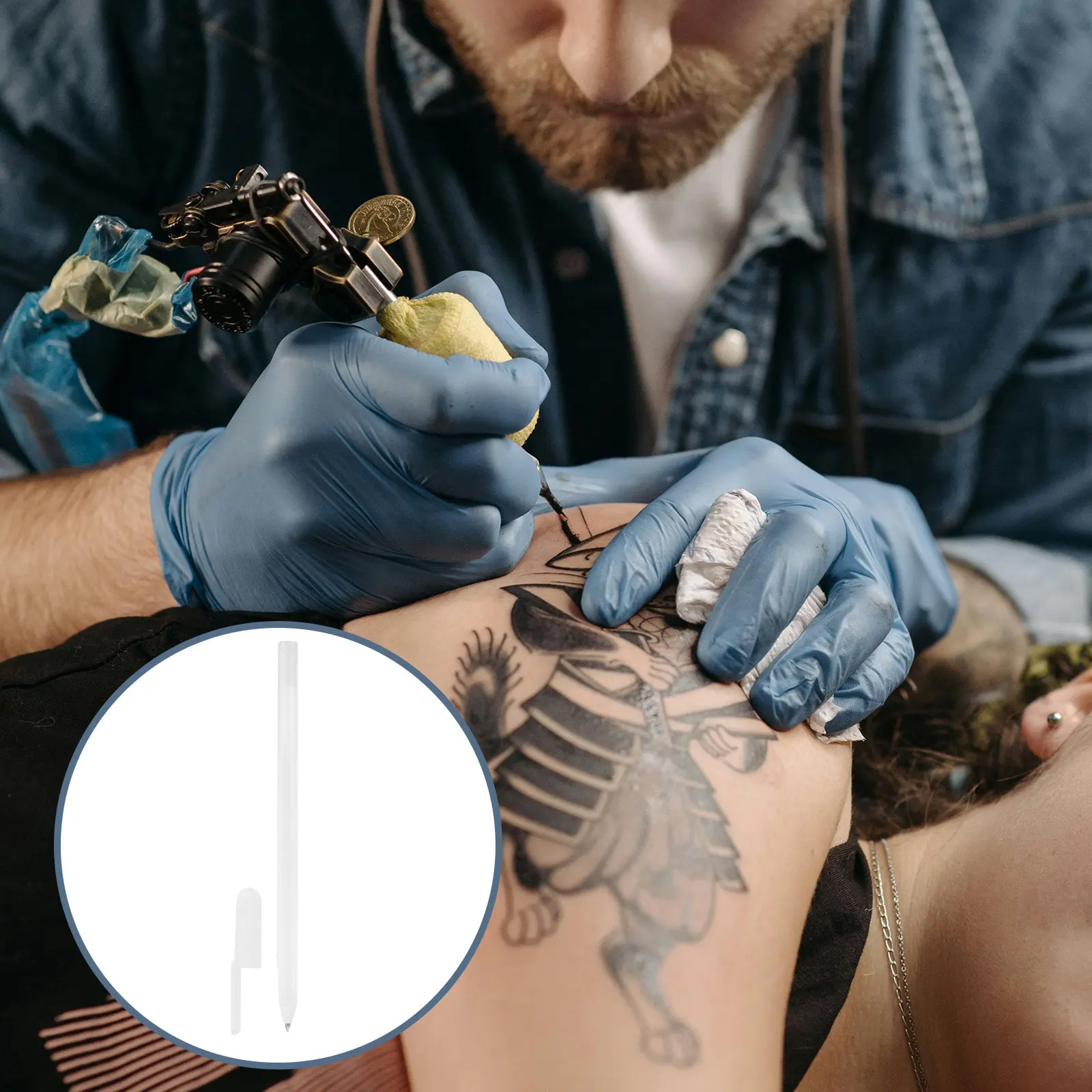 Afbeelding 7: 4 stuks wenkbrauw microblading positioneringspen waterdichte witte huidmarkeringen make-up permanente omtrek mapping tools tattoo markering