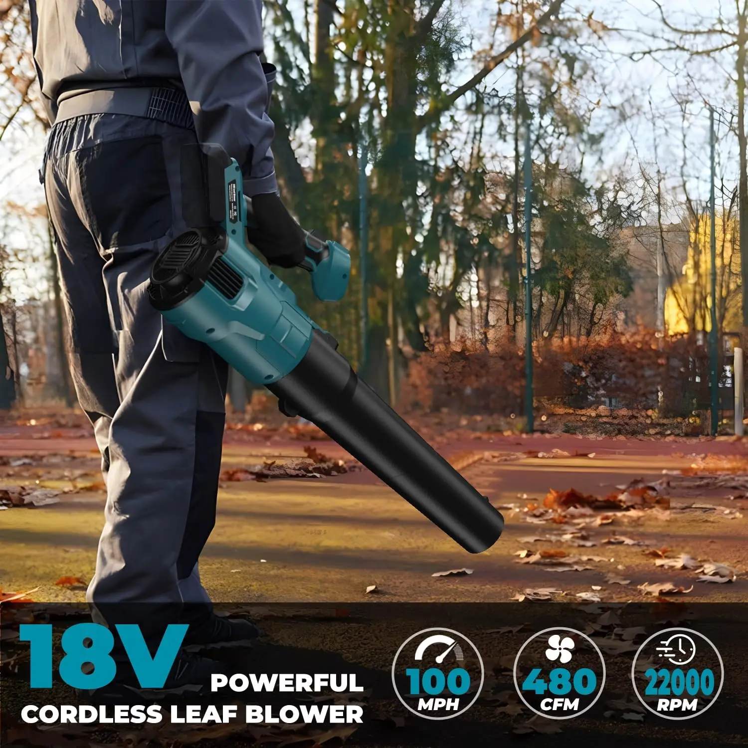 Cordless Leaf Blower for makita 18V Battery, 480 CFM Electric Blower with Brushless Motor, Adjustable 3 Speeds up to 22000RPM