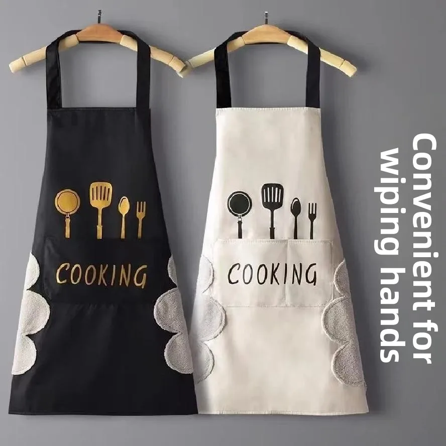 Large Kitchen Apron Waterproof Oil - Resistant Anti  Stain Easy to Clean No - Wash Wipe - Hand Feature Ideal for Household Use