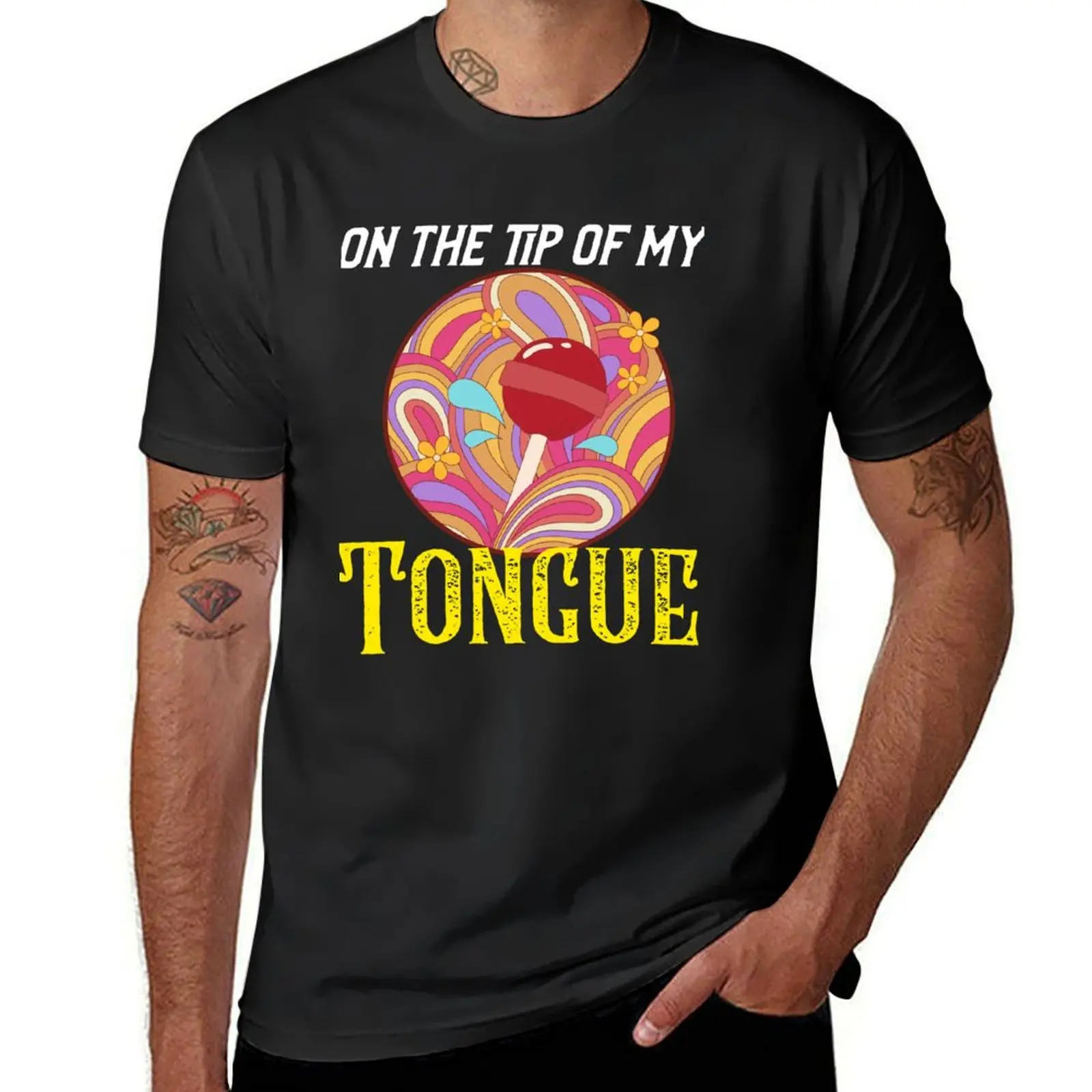 Kawaii, Japanese inspired, Kawaii funny design, On the tip of my tongue T-Shirt heavyweights quick-drying men workout shirt