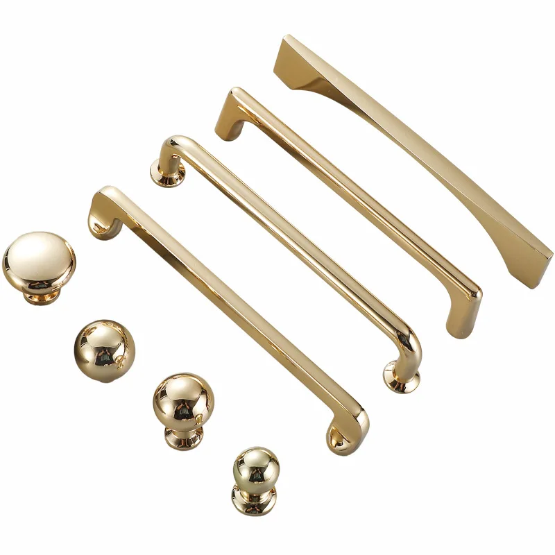 KK&FING Zinc Alloy Bright Gold Kitchen Cabinet   Door Handle Modern Cabinet Knobs Furniture Drawer Pulls Handles Home Hardware