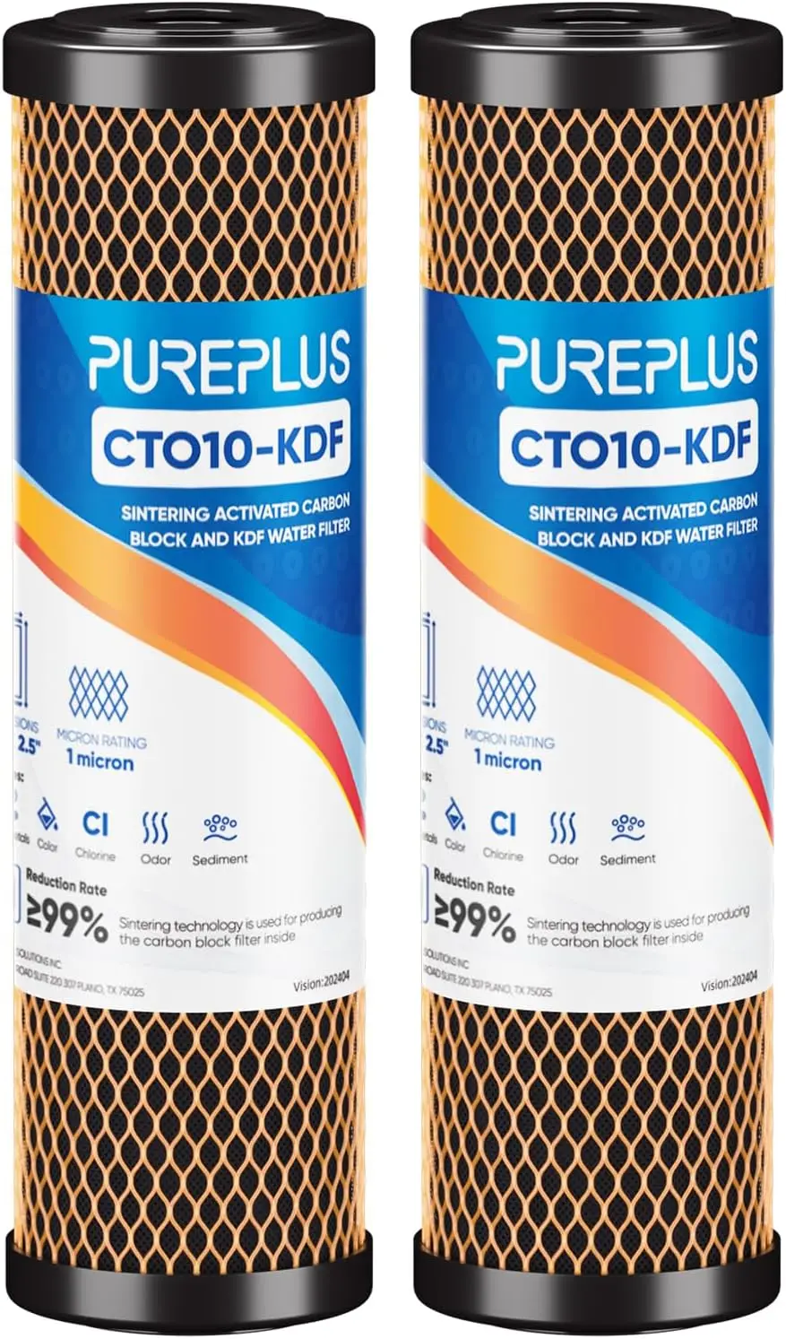 

Сменный угольный фильтр CTO для очистки воды во всем доме, 2,5 x 10 дюймов, 2 шт. в упаковке, для систем под раковину