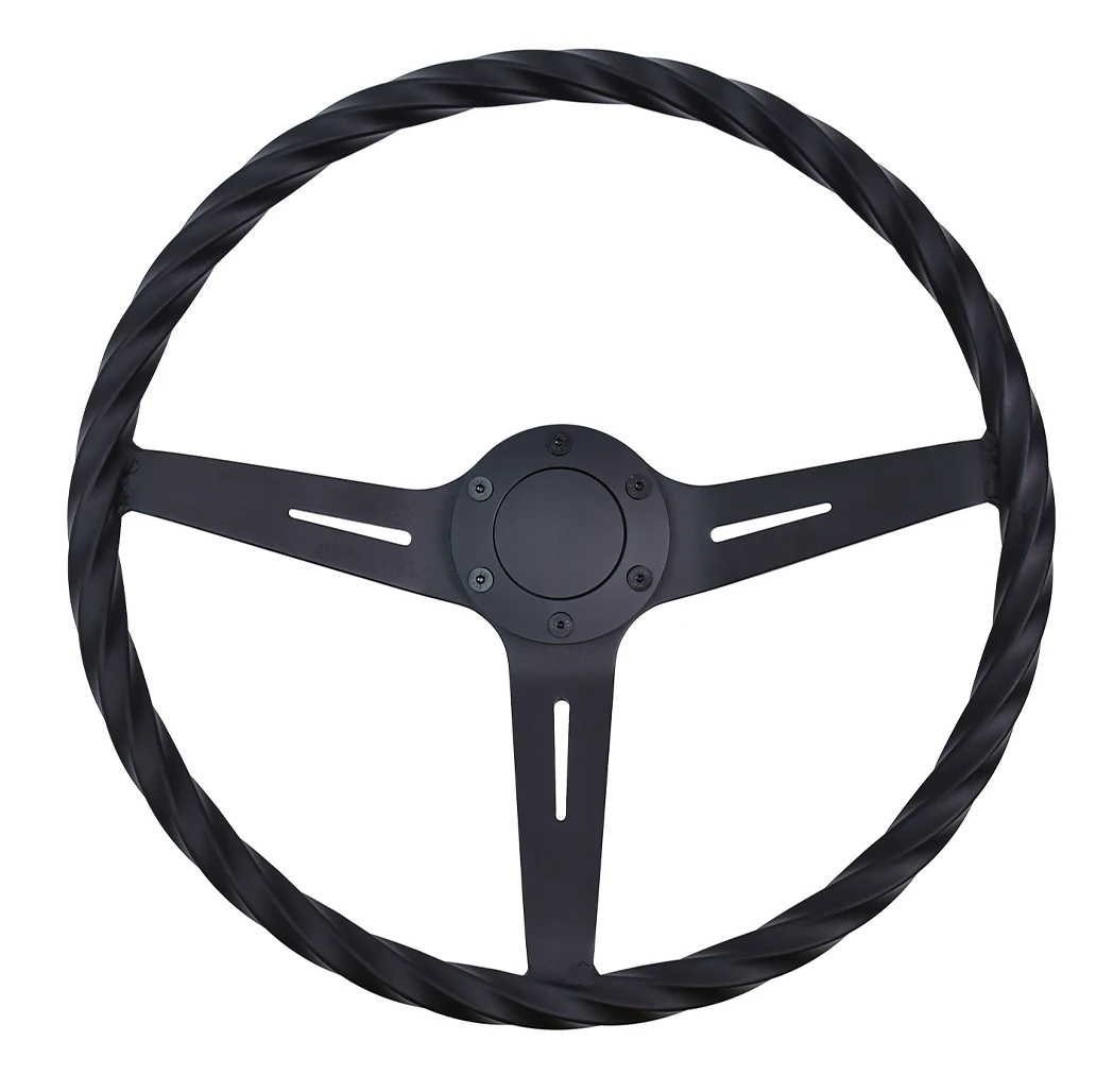 Universal 13.8 inch Black Car Racing Steering Wheel 350mm Metal Car Drift Steering Wheel Personalized Threaded Steering Wheel 3