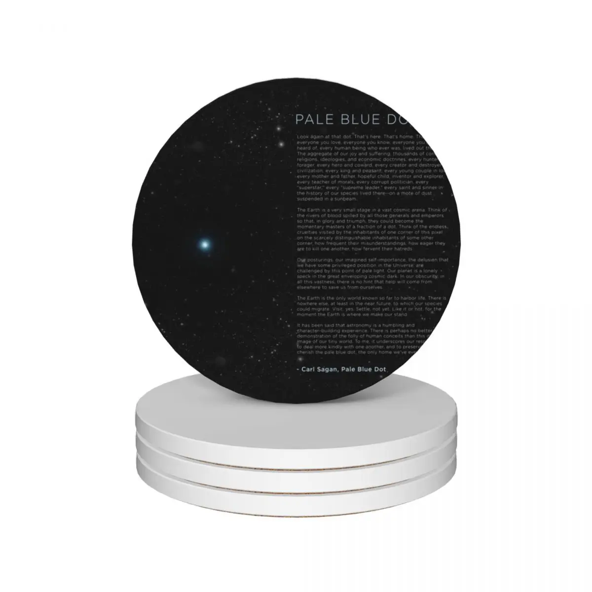 

Carl Sagan's - Pale Blue Dot Speech Ceramic Coasters (Set of 4) tea cup holder coffee bulk Coasters