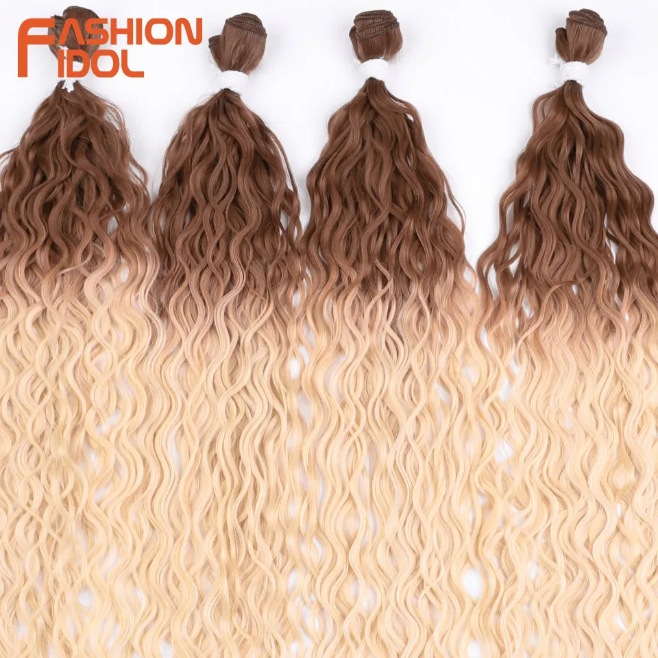 MODE IDOL 24 26 28 inch 6 Stuks Synthetische Hair Extensions Water Wave Haarbundels Ombre Blond Nep Haar Hoge temperatuur Vezel