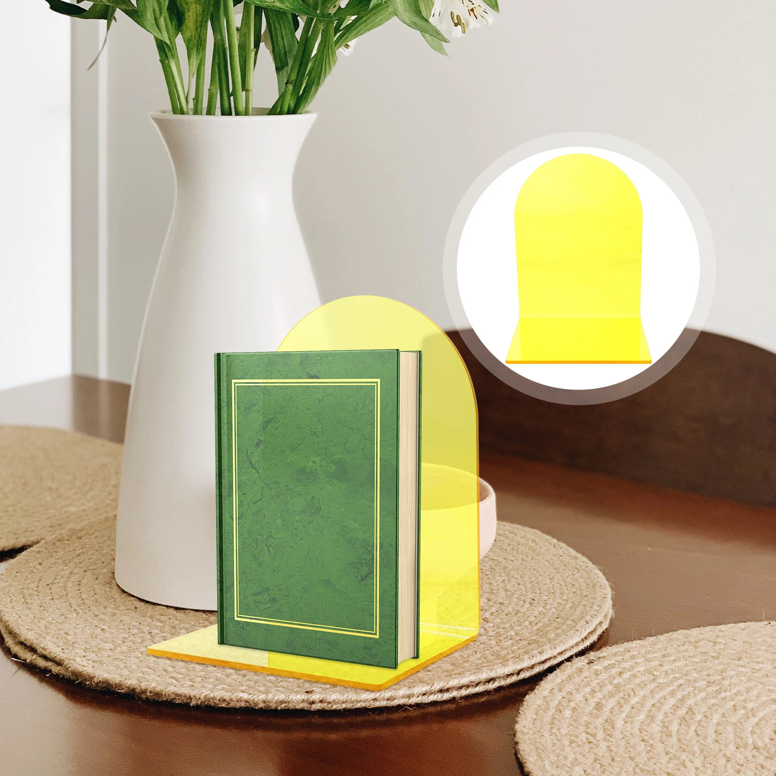 

2pcs L-Shaped Acrylic Bookends Transparent Book Support Stand For Home Office Library Desktop Display Rack Organizer