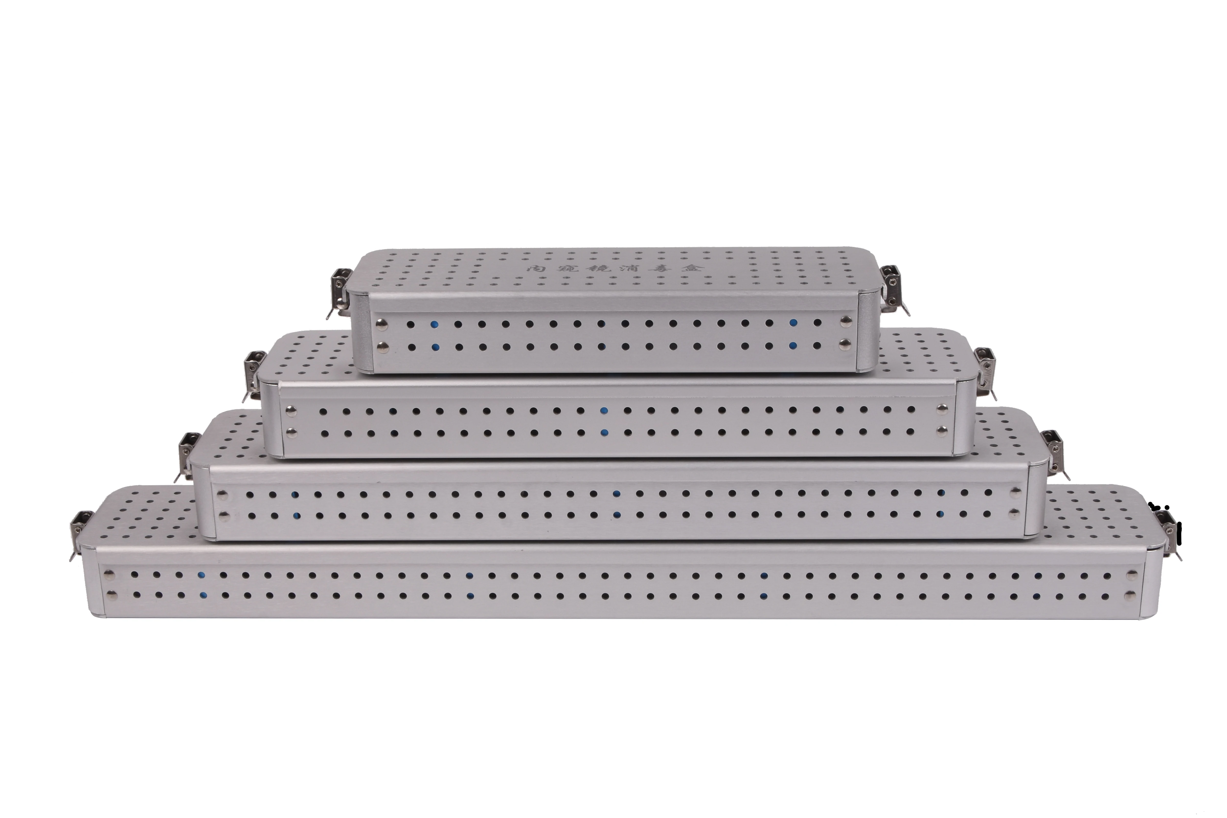 Instrumen Bedah Wadah Steril Paduan Aluminium Kotak Sterilisasi Lapisan Ganda 300*200*90Mm