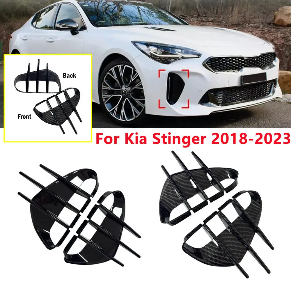 2PCS For KIA Stinger 2018-2023 Car Front Rear Bumper Spoiler Fender Side Vent Cover Canard Splitter Trim Auto Accessories view 3
