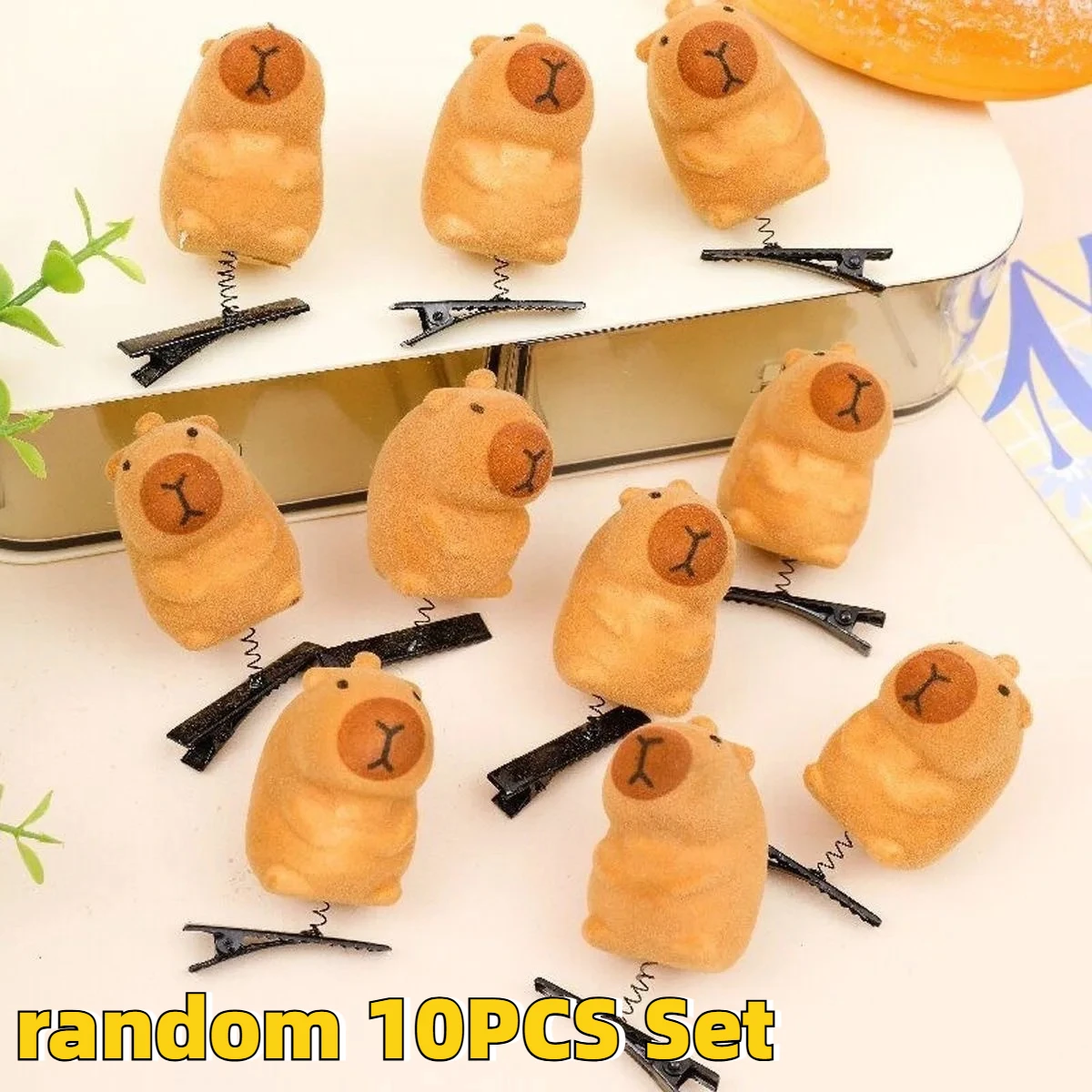 Kawaii 3D Capybara Plush Hair Clips Cute Bow Shape Duckbill Hairpins Funny Animal Headdress Gifts 10PCS Set