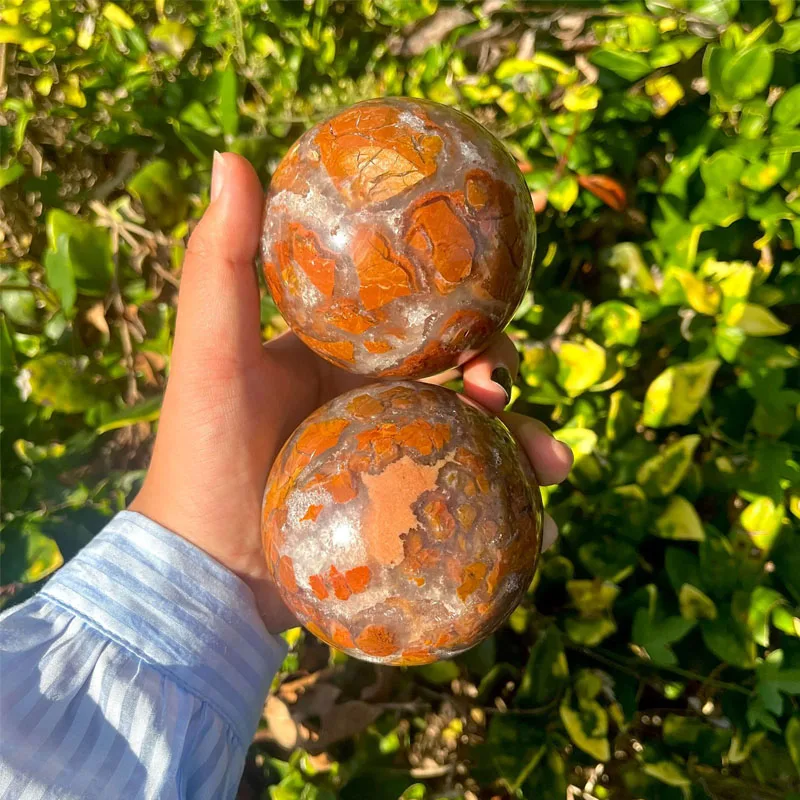 900g Mixed Natural Yellow Cherry Blossom Agate Druzy Crystal Ball Sphere Mineral Stone Decorative Orb for Decor Crystal Grid