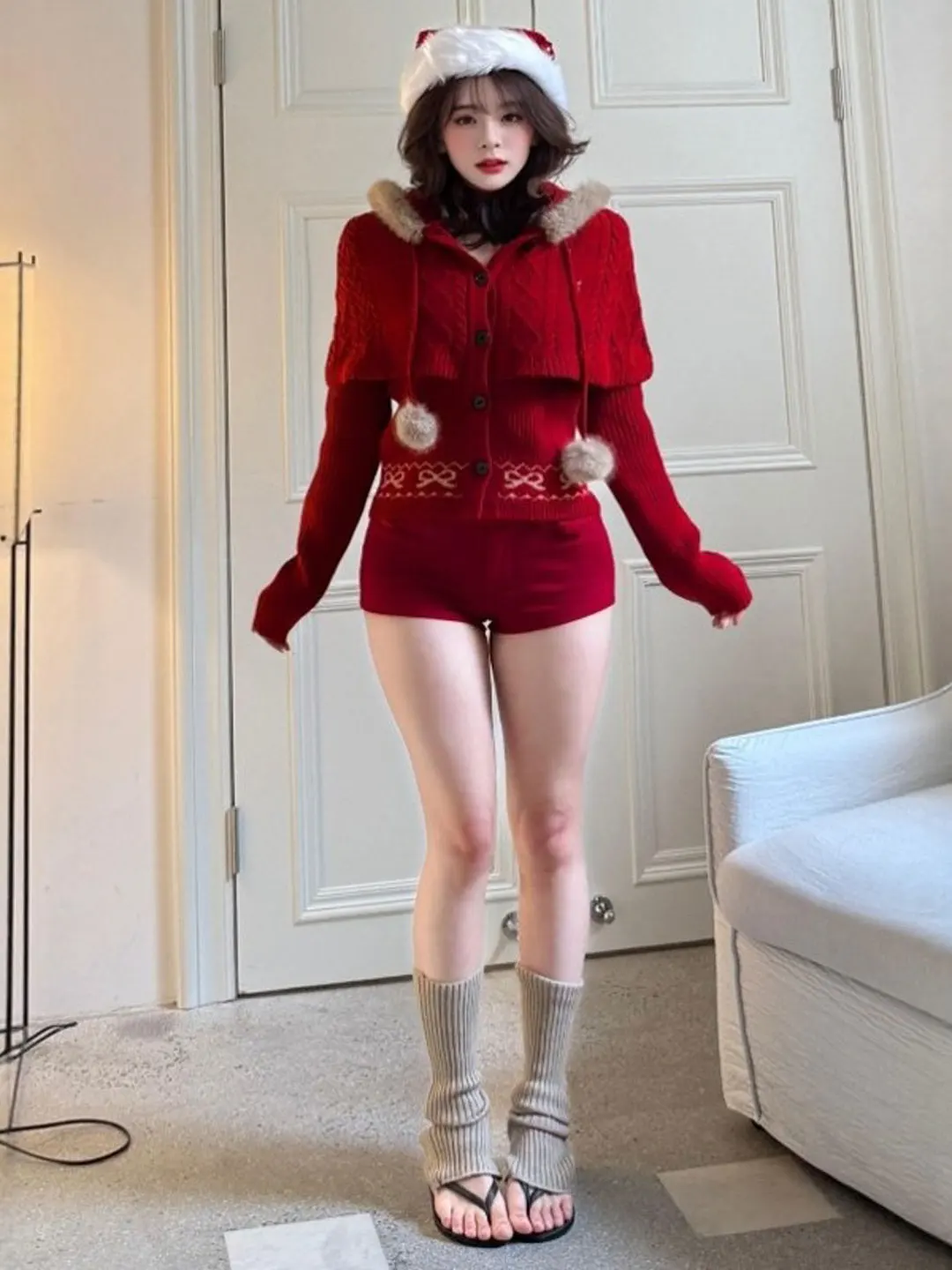 

Spring Knitted Hat Coat Women's Faionable Red Sweater Casual Comfortable Long Sve Button up Cardigan Sle Spring Clothes