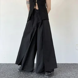 Mens Skirt Pants Double-Layer Dark Style Pants Skirt Niche Personality Temperament Versatile Casual Wide-Leg Pant Men'S Clothing