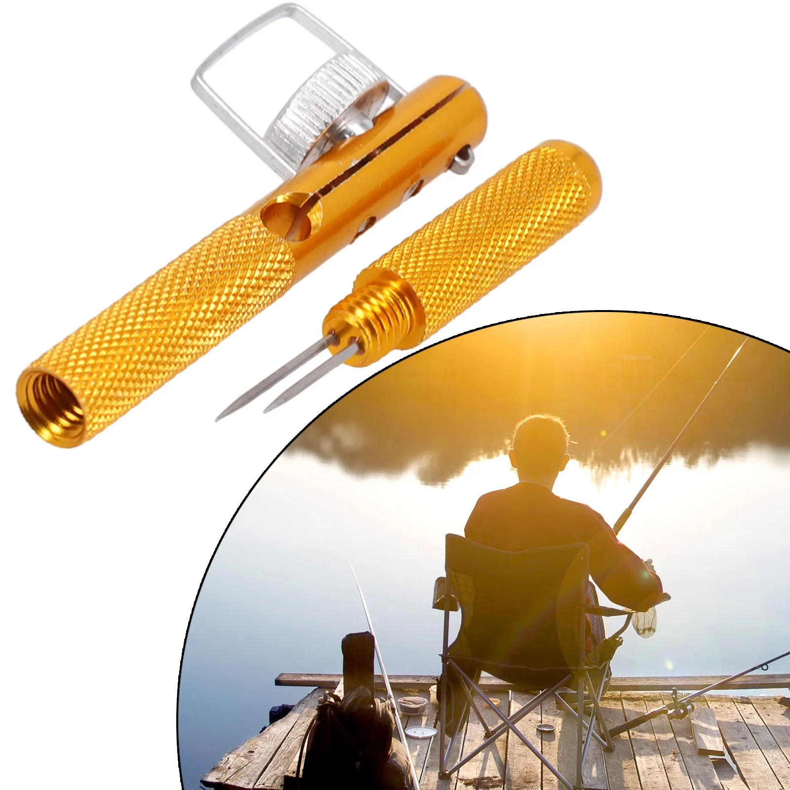 1 ud. Herramienta de atado rápido de nudos de pesca, cortador de línea, cortador de anzuelos, anudador, dispositivo de contacto para exteriores, espaciador de línea de pesca