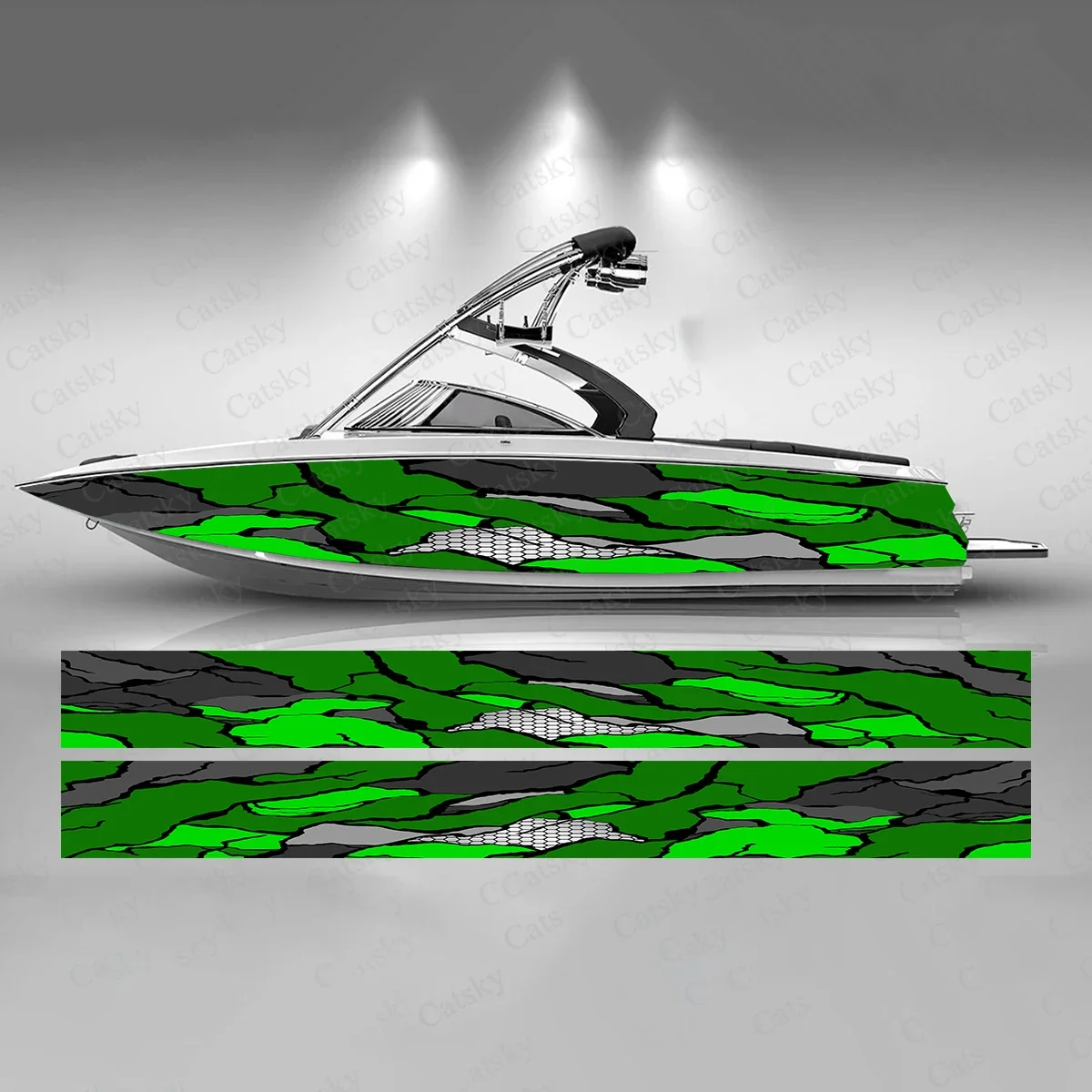 

Block Camouflage Colorful Boat Sticker Fashion Custom Fish Boat-Sticker Vinyl Waterproof Boat Wrap Graphic Boat Wrap Decal