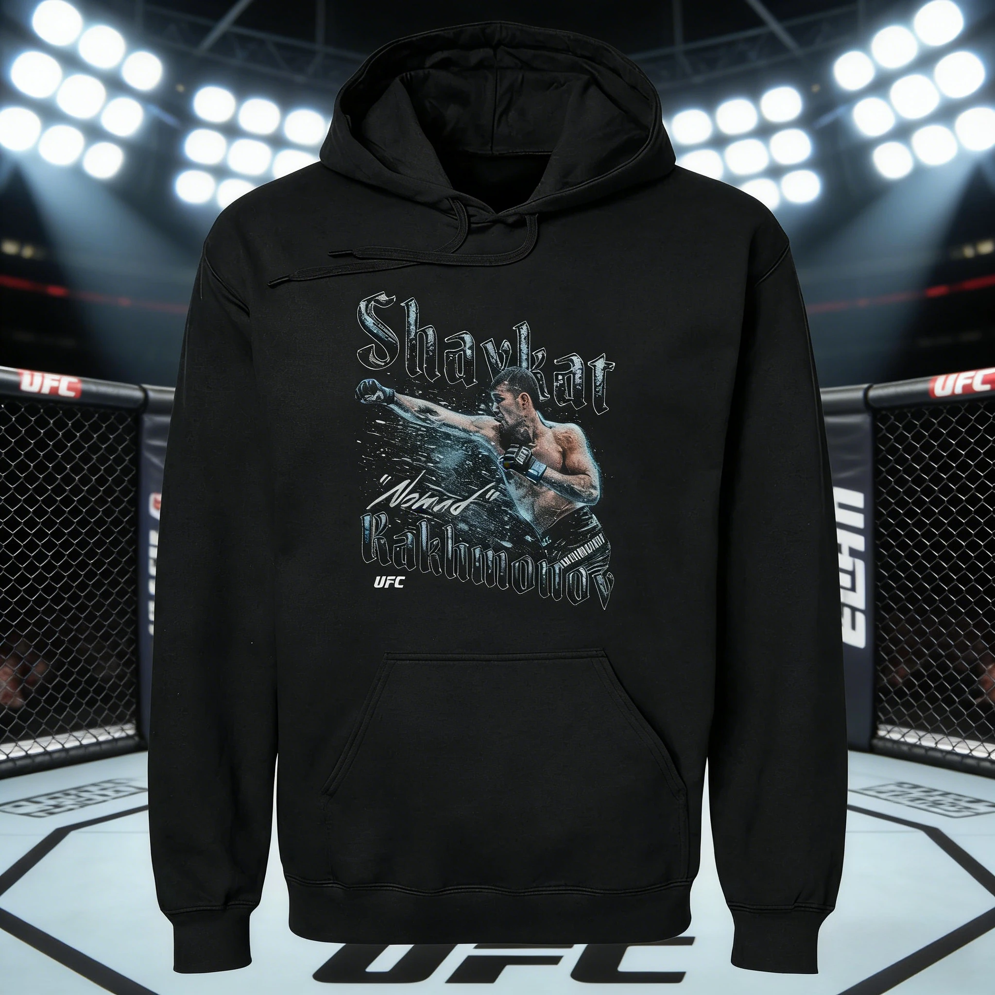 

2026, осенне-зимняя толстовка с капюшоном UFC Shavkat Rakhmonov Combat и графическим рисунком, женская модная свободная повседневная хлопковая теплая толстовка, пальто унисекс