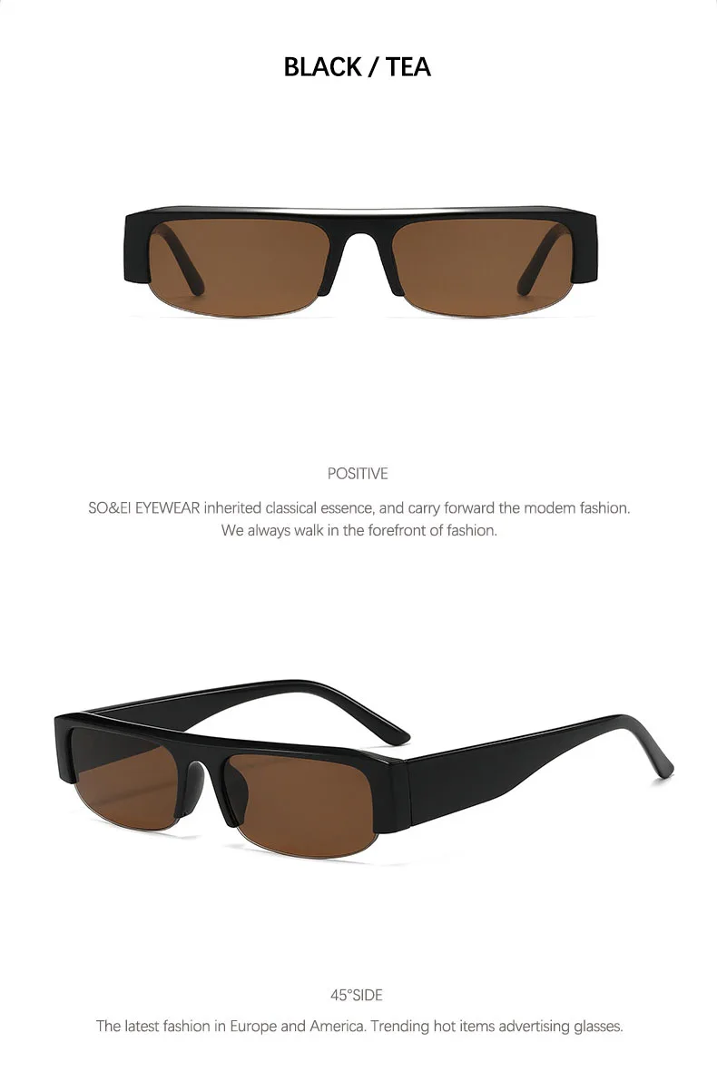SO&EI Metallscharnier Kleine Rechteckige Sonnenbrille Photochrome Gläser UV400 Modische Halbrahmen Blaulichtfilter Brillengestelle – Detail 6