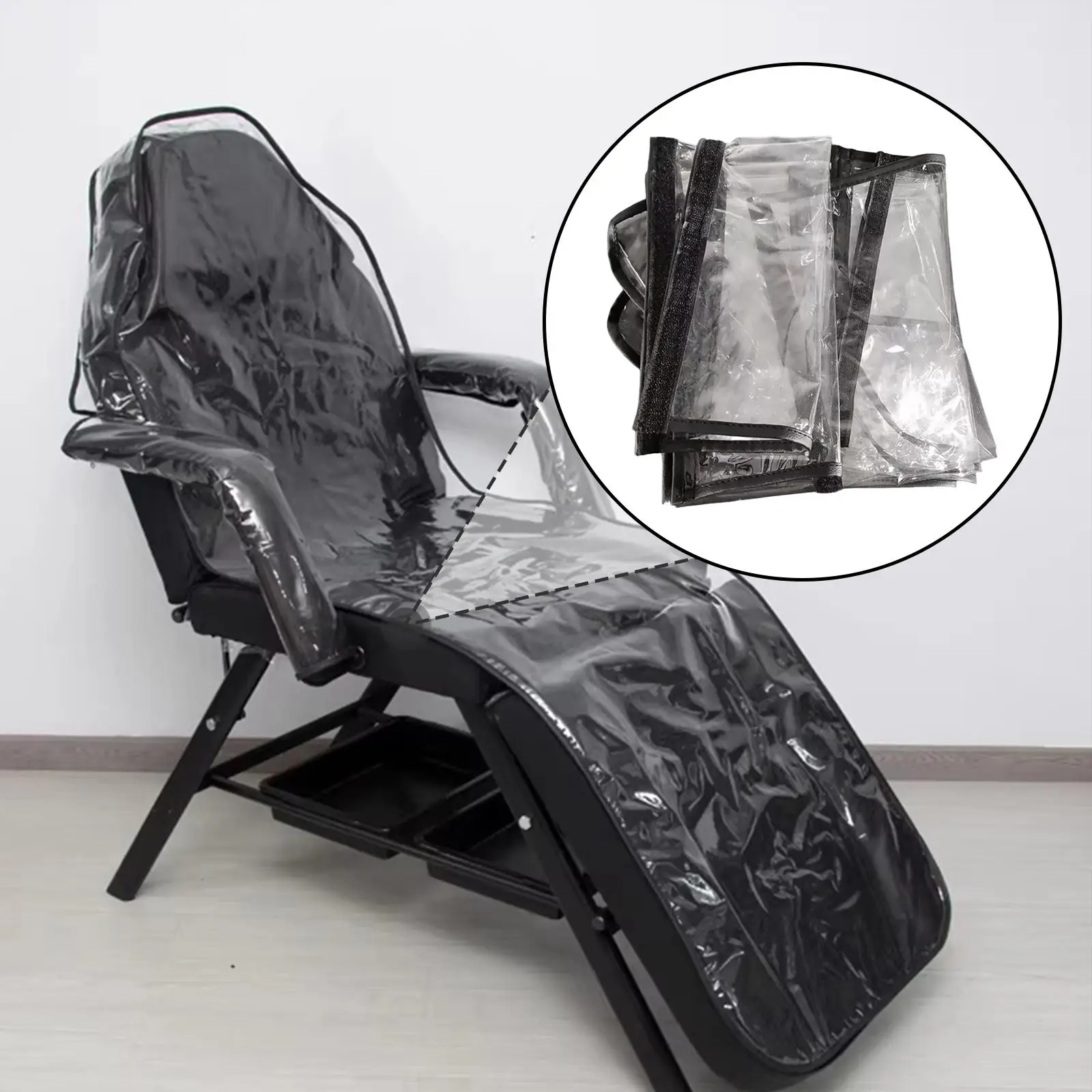Clear PVC Massage Bed Cover Folding Waterproof Beauty Table Protector for Spa Salon Office Easy Cleaning