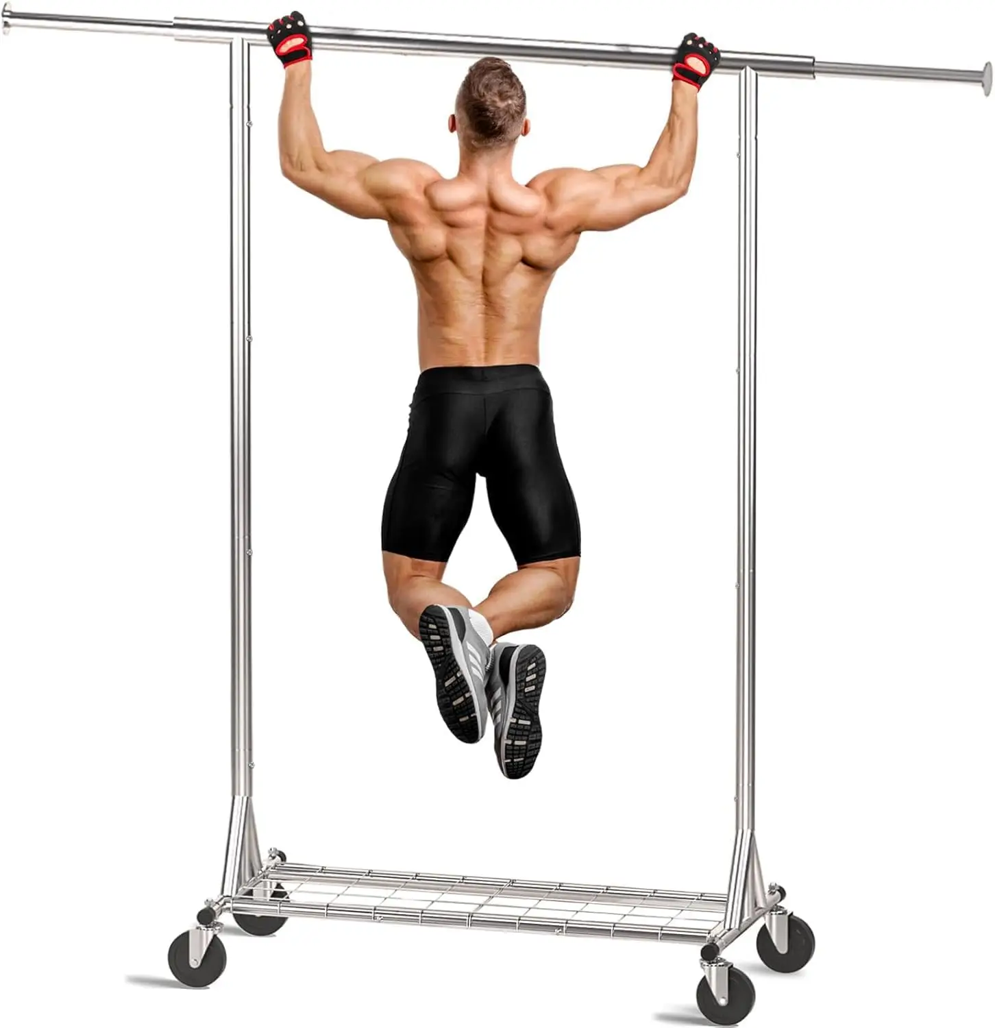 

Heavy-Duty Rolling Clothes Rack with 550LBS Capacity, Collapsible and Mobile for Commercial Storage