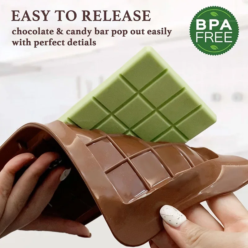 Chocolate Bar Molds Silicone Bars Making Fondant Coffee Mould BPA Free Easy Release Non-Stick for Protein Energy Handmade Gifts