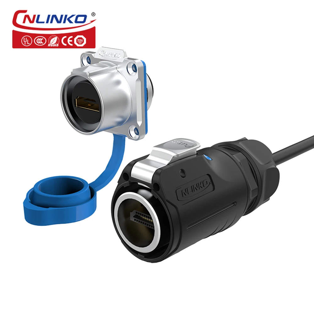 CNLINKO 1M Cable Wire Connector 4k HD Line Waterproof Male Plug Female Panel Sockets Screen Connectors