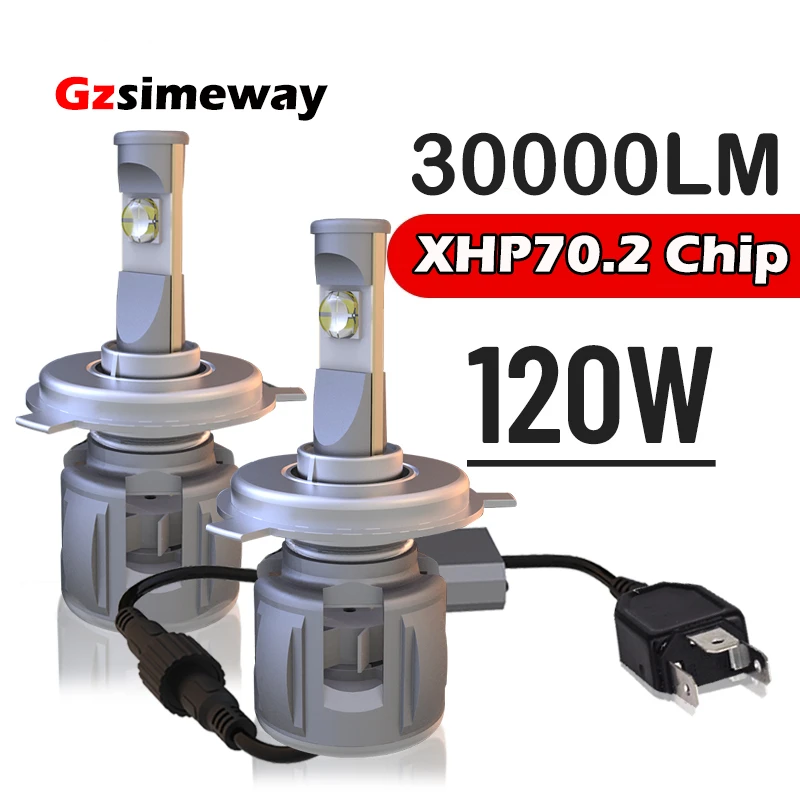 

2PCS 30000LM H4 LED Bulb H7 H8 H11 9012 Car Headlight 6000K 120W XHP70 Chip LED 9005 HB3 HB4 9006 Auto Fog Light Lamps 5500K 12V