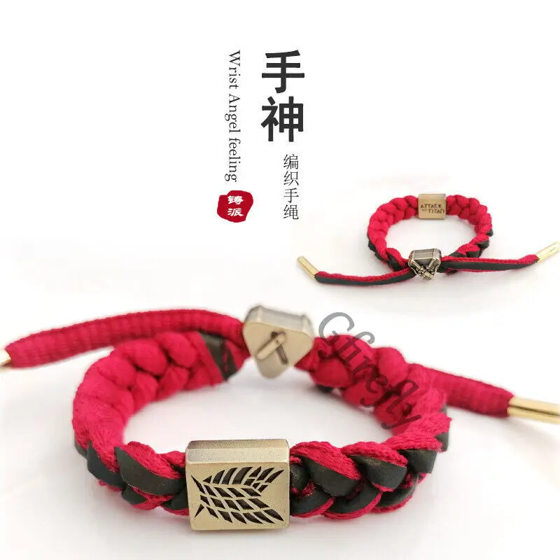 Bracciale Attack on Titan Bracciale intrecciato lavorato a maglia artigianale Ambito fatto a mano con corda da afferrare Colleghi Decorano Anime Unisex Raccogliere regalo