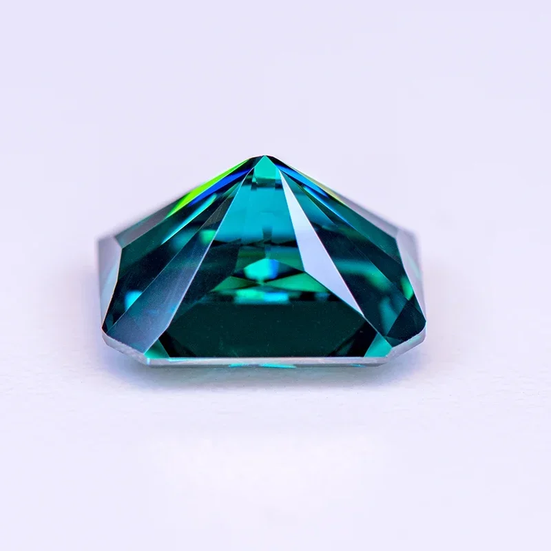 Moissanite Stone Primary Color Emerald Green Radiant Cut Lab Created Heat Diamond for DIY Jewelry Making with GRA Certificate