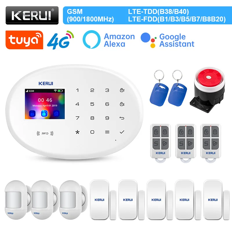 

KERUI Security Alarms for Home W204 4G and WIFI Alarm with Home Accessories Motion Sensor Wired Siren